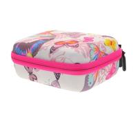 OUNONA Custodia per Fotocamera Resistente e Pratica con Chiusura Zip Borsa da Viaggio Compatta e Portatile Stampa Farfalla Bianca Scomparti Colore Rosa Malva per Esterni e Viaggi