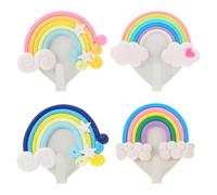 OUNONA Ganci da Muro Adesivi in Ferro e Argilla Polimerica, Decorativi e Resistenti 4 Pezzi Design Arcobaleno Creativo per Appendere Chiavi e Piccoli Oggetti in Casa