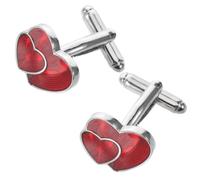 OUNONA Gemelli da Uomo a Forma di Cuore Rosso in Ottone Lucidato, Accessorio Elegante e Versatile per Camicie da Matrimonio e Festa di San Valentino