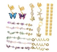 OUNONA Gioielli Intrecciati Per Chioma 31 Ciondoli Per Trecce, Accessori Per Dreadlock Da Donna in Pietra Color Oro, Per Acconciature, Code Di Cavallo e Look Elegante