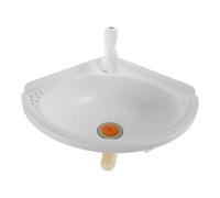 OUNONA Lavandino da Bagno Triangolare a Parete, Piccolo lavabo angolare in plastica con Rubinetto, lavabo Bianco Compatto per Interni ed Esterni