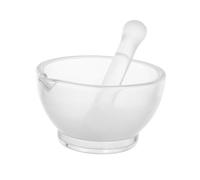 OUNONA Mortaio e Pestello in Vetro Mini Ciotola per Miscelazione Granuli e Macinazione Pillole Strumento da Laboratorio Scientifico e Cucina per Spezie Aglio e Medicina