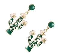 OUNONA Orecchini a Bottone da Donna a Forma di Cactus Verde Perle, Orecchini Pendenti Moda per Feste Hawaiane e Uso Quotidiano, Accessori Decorativi per L’orecchio Elegante