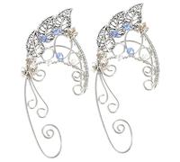 OUNONA Orecchini Ear Cuff a Polsino Foglia in Argento Clip Auricolari Non Piercing Gioielli Delle Fate Donna Per Halloween e Feste