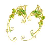 OUNONA Orecchini Ear Cuff per Donna Vintage Verde Clip Non Piercing Gioielli da Fata per Feste Cosplay e Matrimoni