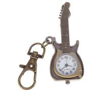 OUNONA Orologio da Tasca e Portachiavi a Forma di Chitarra Vintage e Resistente allo Sbiadimento con Numeri Classici Grandi Quarzo di Specchio in Vetro per Studenti e Donne