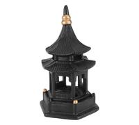 OUNONA Padiglione Esagonale Ceramica Nero 2.76X2.76X4.92 Pollici Accessorio Bonsai Mini Giardino per Casa, Ufficio e Decorazione Fotografica