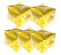 OUNONA Palloncini Dadi Jumbo in Alluminio Dorati, Decorativi Per Feste Anni 90 e Temi Poker, Sigillatura Automatica, Set Da 5 Pezzi, Addobbi Per Compleanni e Party a Tema