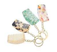 OUNONA Pettine a Denti Larghi Portachiavi 4 Pezzi Mini Pettini Districanti per Chioma Ricci 5,3x3,1 Cm Portatile per Uso Quotidiano da Viaggio