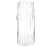 OUNONA Set 1 Pezzo Caraffa in Vetro Spesso con Tazza per Acqua Fredda e Latte, Design Semplice ed Elegante, Pratico e Comodo per Picnic e Feste in Piscina