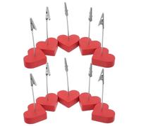 OUNONA Set 10 Pezzi Porta Segnaposto con Clip a Coccodrillo Rossa 4,8x4,2x1,5 Cm, Supporto per Foto, Biglietti e Promemoria, Decorazione Casa per Festa degli Innamorati