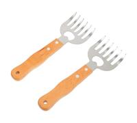 OUNONA Set 2 Pezzi Artigli per Sminuzzare Carne in Acciaio Inox Manico in Legno Ergonomico Utensili Barbecue Resistenti al Calore per Pollo Maiale e Manzo Apribottiglie Integrato per