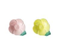 OUNONA Set 2 Pezzi Piatti di Ceramica per Condimenti a Forma di Fiore, per Servire Salse e Snack in Casa o Picnic, Design Unico e Sicuro per Colore Casuale Riutilizzabile