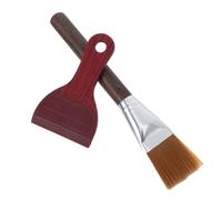 OUNONA Set 2 Pezzi Spazzola per Teiera e Raschietto in Legno per Pulizia Vassoio Tè Accessori Cerimonia Tè Cinese Kungfu Utensili per Casa Ristorante