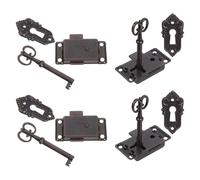 OUNONA Set 4 Serrature Vintage per Armadietti con Chiave Serrature Retrò in Ferro per Mobili da Cucina Cassetti e Ante Armadio Sostituzione Rapida per Mobili Antichi Uso Decorativo e