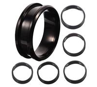 OUNONA Set 6 Anelli Grezzi Scanalati in Acciaio Inossidabile Nero, Anelli Semplici Lisci Da Dito Per Gioielli Fai Da Te, Resistente Alla Corrosione, Taglie 7-12, Accessori Moda Uomo e Donna