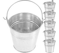 OUNONA Set 6 Secchielli Portaconfetti in Ferro Argento Resistente Manico, per Feste di Compleanno e Natale, Contenitori per Caramelle e Cioccolatini