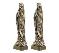OUNONA Statuine della Vergine Maria in Ottone 2 Pezzi da 2,4 Pollici - Mini Statue Cattoliche da Scrivania per Uso Domestico e Ufficio, Incisioni Artigianali per Momenti Spirituali