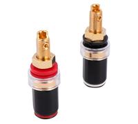 OUNONA Terminale a Banana senza Saldatura 4Mm in Rame, Set 2 Pezzi Nero e Rosso, Connettore per Cavi Audio Altoparlanti e Home Cinema, Adattatore Post di Collegamento
