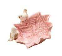 OUNONA Vassoio Porta Gioielli in Ceramica con Design Fiore e Passerotto Organizer per Anelli Orecchini e Chiavi Piatto Decorativo per Casa e Ingresso Facile da Pulire e Resistente