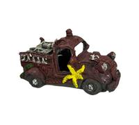 OUOULAJY Ornamento automatico del carro armato di pesce della decorazione dell'acquario del relitto della resina per il piccolo camion dei gamb