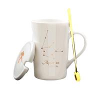 OUOULAJY Tazza in ceramica a tema costellazioni, unica e accattivante, di grande capacità, in ceramica, con costellazioni, tazza in ceramica bianca con acquario