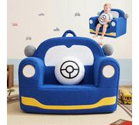 OUOZZZ Divano per bambini a partire da 1 3 6 anni - Morbido divano Sherpa per bambini con cuscino, mini divano per cameretta dei bambini, ragazzi e ragazze, auto blu