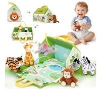 OUOZZZ Giocattoli per bambini da 1 anno maschi, 6-in-1 Simpatici giocattoli zoo piccoli peluche per bambini con borsa da trasporto - Regali di compleanno per bambini di 1 2 3 anni