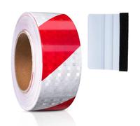 oupados Rosso Bianco Adesivo Nastro Riflettente Adesivo Nastri Catarifrangente Adesivo per Avvisi di Sicurezza Del Veicolo, Segnaletica su Edifici e Terreno 25m×5cm