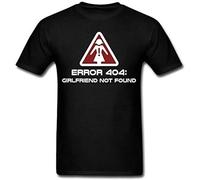OUQIAO Error 404 Girlfriend Not Found Men's T-Shirt Black L
