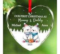 Our 1st Xmas As Mommy & Daddy Glass Ornament Gifts - Ornamenti personalizzati per la prima volta per papà mamma, primo Natale come mamma e papà ricordo in vetro 2025, nomi personalizzati e anno nuovi