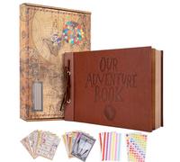 Our Adventure Book album scrapbooking, 30 x 19cm 80 pagine, 3D goffrato parole in pelle Cover Scrapbook Album di viaggio fai da te per l'anniversario, matrimonio, Natale, Regalo di San Valentino