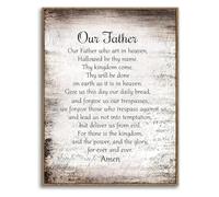 Our Father Prayer Wall Art Christian The Lords Prayer Inspirational Quotes Bible Verse Scripture Print Canvas Painting for Prayer Room Church Decor(Framed,16x24inch(40x60cm))