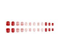 our fave 24pcs San Valentino Breve Piazza Press on Unghie Cuore Disegni Lucido Unghie Finte Francesi Punte Stick on Nails