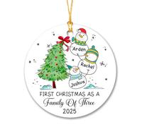 Our First Christmas as a Family of Three Ornament Xmas 2025 - Pupazzo di neve personalizzato di 3 regali per papà mamma bambino - Nomi personalizzati 1st Family Ornament