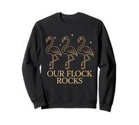 Our Flock Rocks Chic Outline Flamingo Design Minimal Black Felpa