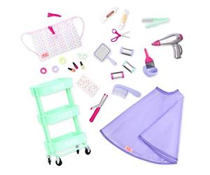 Our Generation - 45399 - Set salone per capelli con accessori per lo styling - Accessori per bambole da 46 cm, con carrello, senza sedia - per bambini dai 3 anni in su, 19 x 39,4 x 48,9 cm
