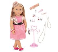Our Generation - Audra - Bambola da 46 cm con orecchie forate - Capelli castani e occhi azzurri - Accessori per gioielli - Gioco di finzione - Giocattolo per bambini dai 3 anni in su