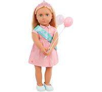 Our Generation - Bambola di compleanno e accessori da 46 cm - Occhi blu realistici e capelli biondo scuro - Vestito da festa, fascia e palloncini - gioco di ruolo - Giocattoli per bambini dai 3 anni