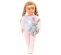 Our Generation - 46 cm pigiama party bambola - capelli biondi e occhi verdi - coniglietto di peluche & pigiama - gioco di fantasia - giocattolo per bambini dai 3 anni in su, Jovie