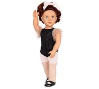 Our Generation - Bambola Kiera con Abito da Balletto Nero, Scarpe da Balletto, Capelli castani, Occhi Verdi, Mobile, 46 cm - dai 3 Anni in su, 45364