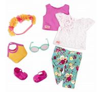 Our Generation-BD30333Z OG Vestito Deluxe-Pantaloni Fiori, Einfarbig, Multicolore, BD30333Z