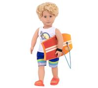 Our Generation BD31197 Bambola Gabe Boy con tavola da surf, crema, blu, arancione, blu