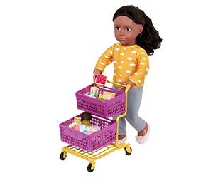 Our Generation - Carrello del Mercato - Playset di drogheria - Cibo Giocattolo - Accessori per Bambole da 46 cm - Gioco di finzione - Bambini 3 Anni +