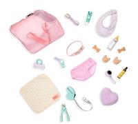 Our Generation - Cuccioli felici - Set per la cura degli animali domestici - Trasportino per cani in peluche - Accessori per bambole da 46 cm - Giocattolo per bambini dai 3 anni in su