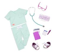 Our Generation- Dottore Scrubs Outfit - Doctor Accessories - 18-inch Doll Clothes - Pretend Play - Toys for Kids Ages 3 & Up - Sweet Surgeon, Multicolore, Taglia Unica, BD30455Z