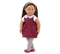 Our Generation - Bambola da 46 cm - Milana - Capelli lunghi castani e occhi azzurri - Vestito rosso con colletto scintillante - Giocattoli per bambini dai 3 anni in su
