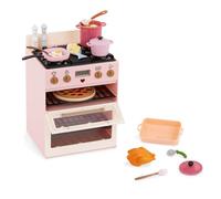 Our Generation Set da cucina giocattolo con effetti luminosi e sonori - Con 22 accessori per le avventure di cottura e cottura - Perfetto per bambole da 46 cm - Make & Bake Stove