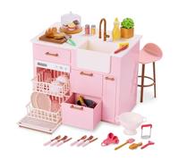 Our Generation - Isola di cucina OG - Playset cucina e lavastoviglie - Mobili per case delle bambole e alimenti per giocattoli - Accessori per bambole da 46 cm - Gioco di finzione - Bambini 3 anni +