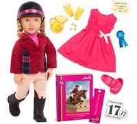 Our Generation - Lily Anna - Bambola equestre posabile da 46 cm - Occhi azzurri e capelli biondi - Accessori per l’equitazione & Libro di storie - Giocattolo per bambini dai 3 anni in su